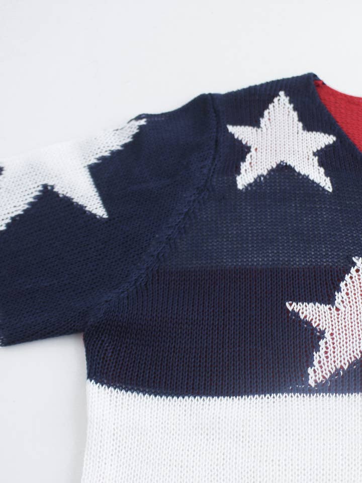 Printed 4th Of July Knit Summer American Flag Sweater for wholesale on Faire3