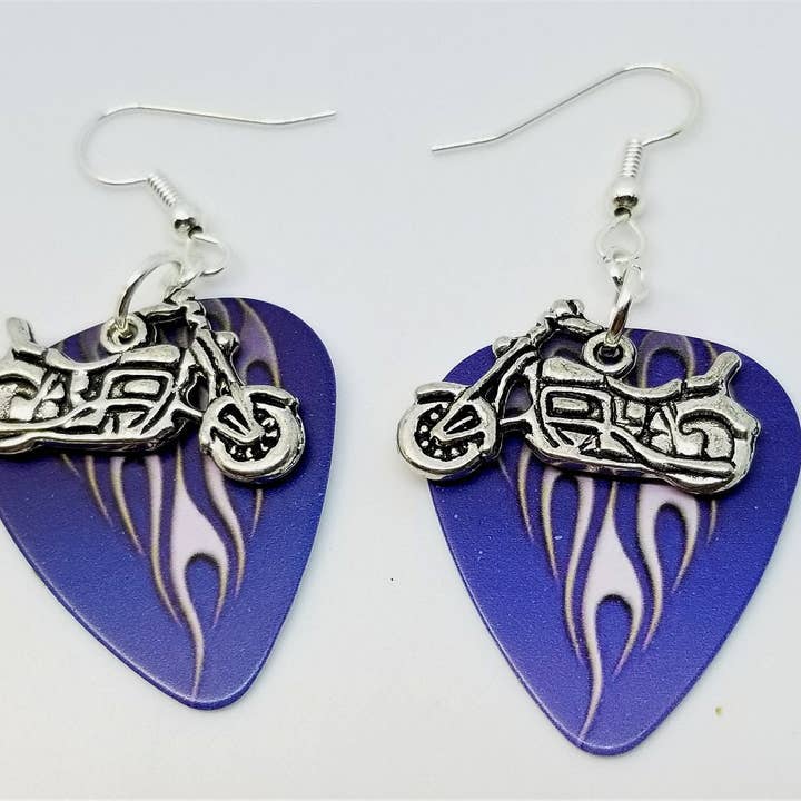 Simply Raevyn - Wholesale Dangle Earrings - Motorcycle Charm Guitar Pick Earrings43