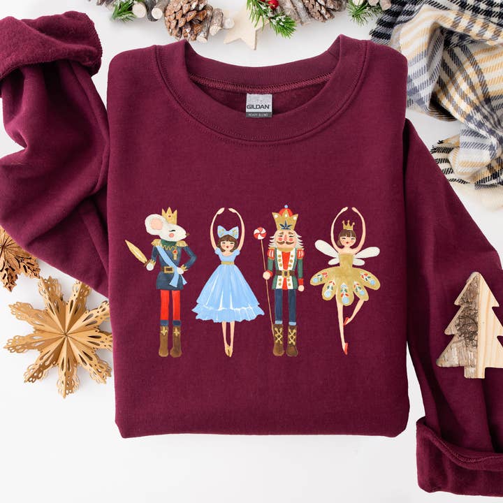 Refinery Number One LLC – wholesale Sweatshirt med tryck - Dam – Nötknäpparen, jul, sockerplommonfe, baletttröja