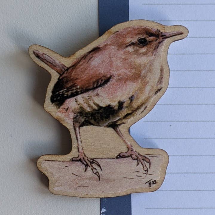 Imán de madera Wren Bird para nevera para venta al por mayor de Hodgepodge