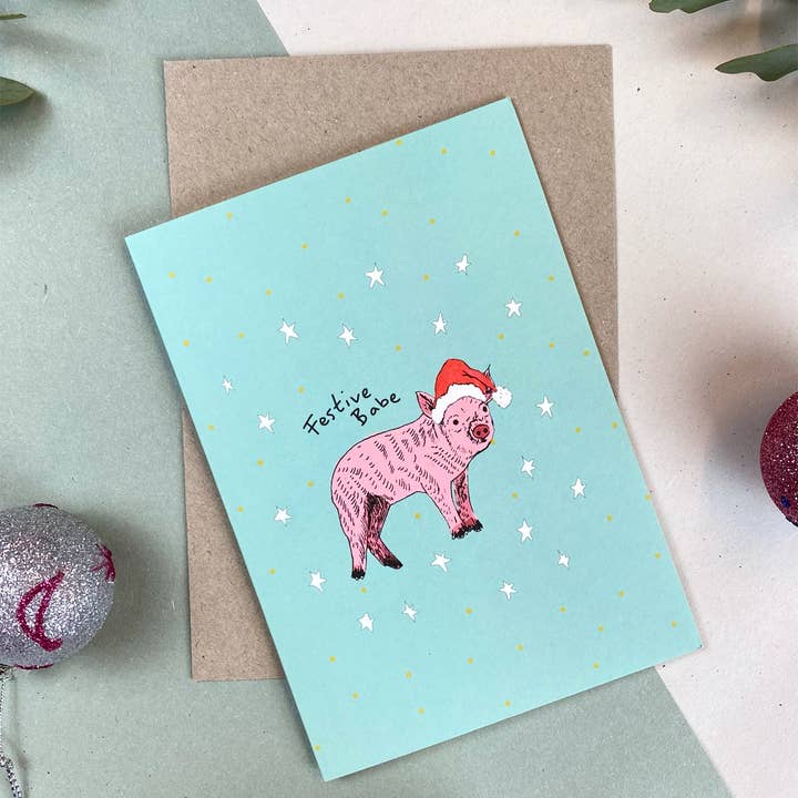Carte de Noël Festive Babe pour la vente par Max Made Me