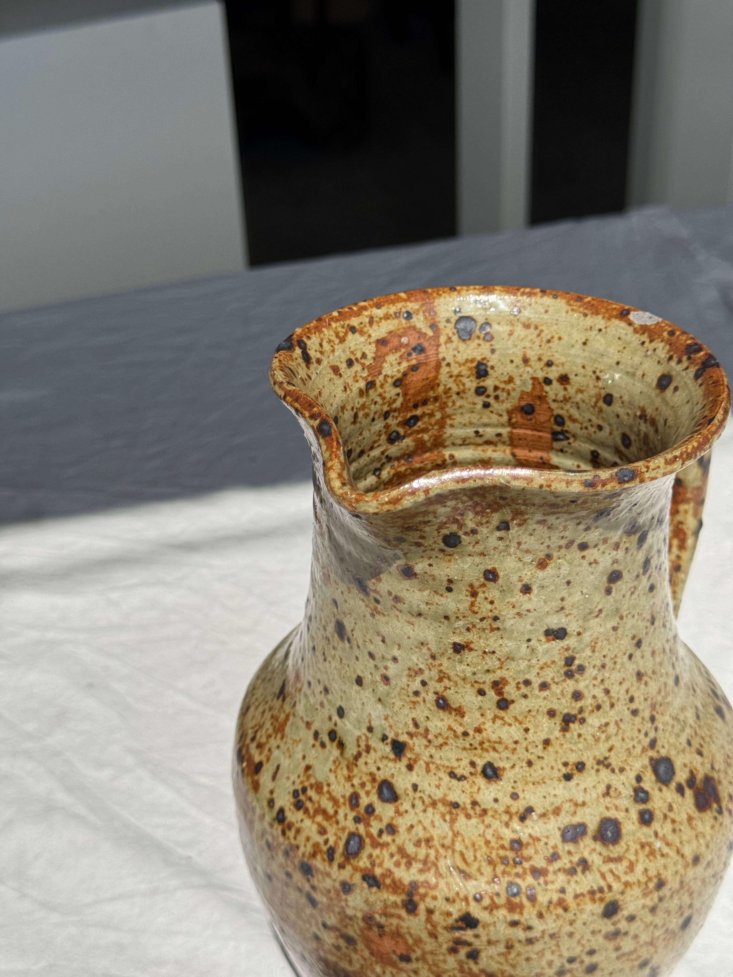 Office Objets - Wholesale Jug - Large speckled stoneware pitcher, YB brand underneath H242