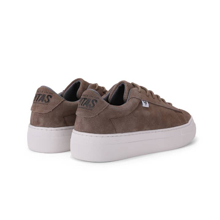 Aso Taupe Suede Platform Trainers for Women for wholesale by Walk In Pitas UK