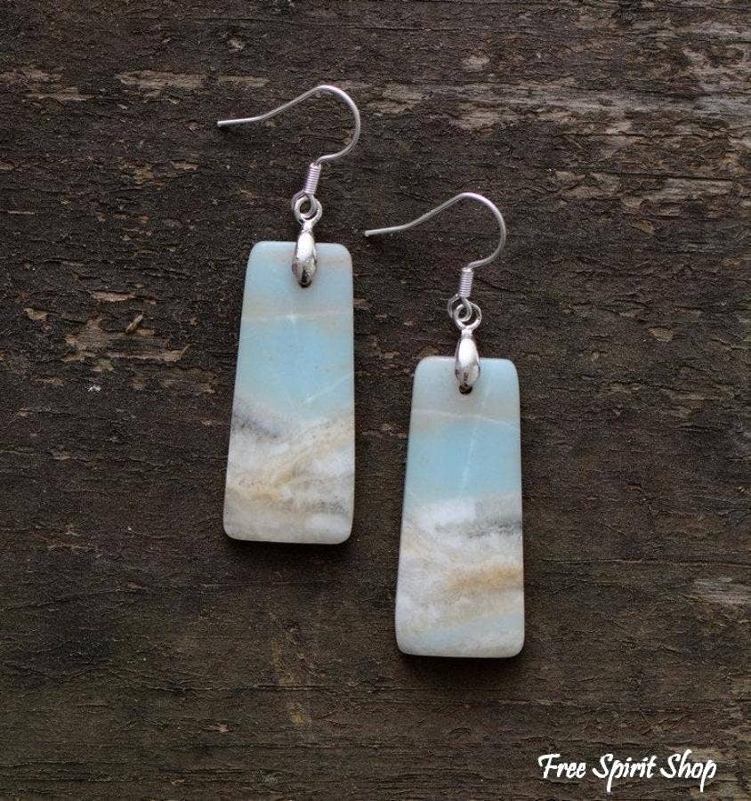 Free Spirit Shop - Wholesale Dangle Earrings - Natural Amazonite Rectangle Earrings3