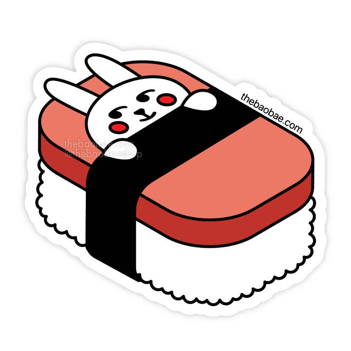 Bunny Spam Musubi Sticker for wholesale by The Bao Bae