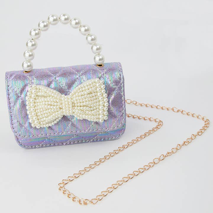 Sparkle Sisters by Couture Clips - Wholesale Crossbody Bag - Kids - Shimmer Pearl Bow Purse