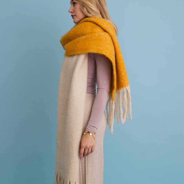 Leto Accessories - Wholesale Scarf - Unisex - Cozy Solid Two Tone Tassel Scarf1