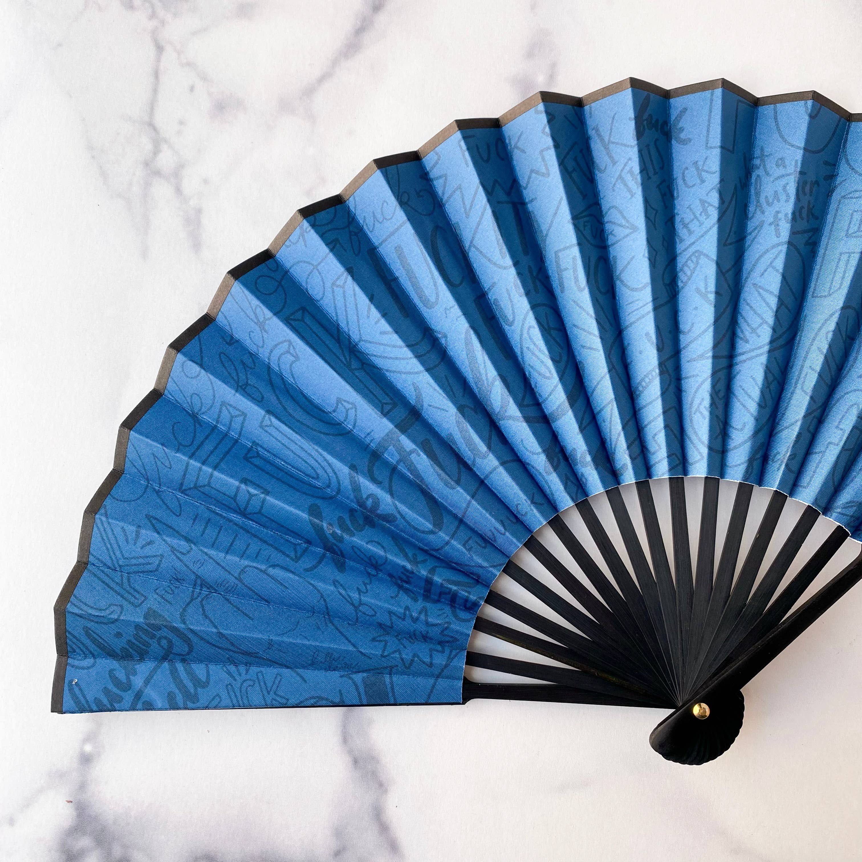 Billie Claire Illustration (Handmade) - Wholesale Handheld Folding Fan - Cluster F*ck Folding Hand Fan1