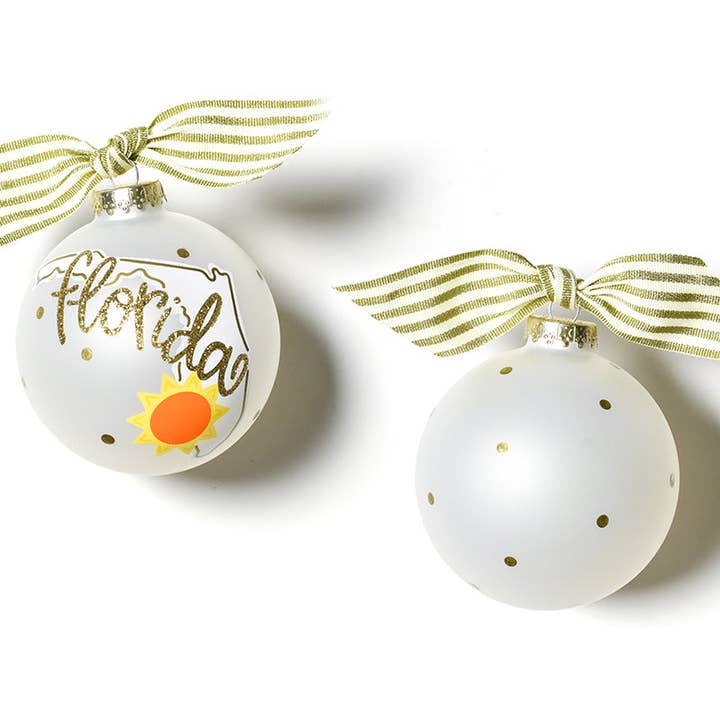 Florida Motif Glass Ornament for wholesale by Happy Everything!
