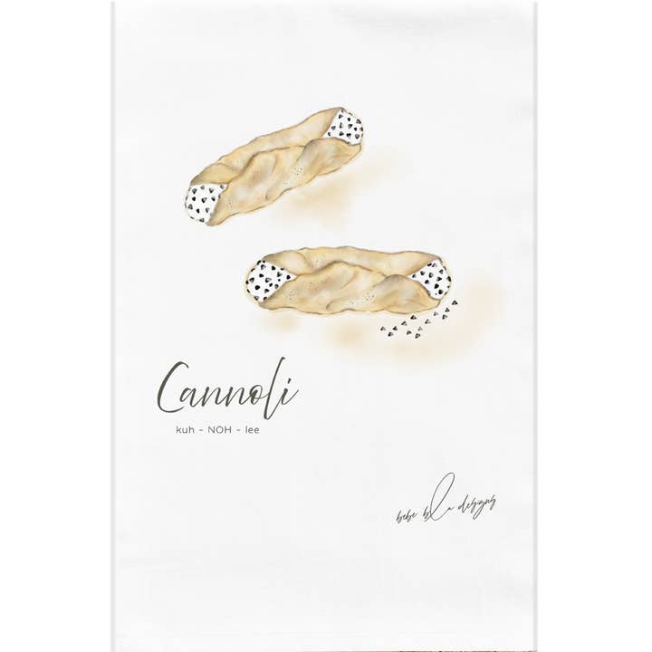 CANNOLI Flour Sack Tea Towel, Kitchen Decor, 27 Square for wholesale by Bebe Blu Designs, LLC