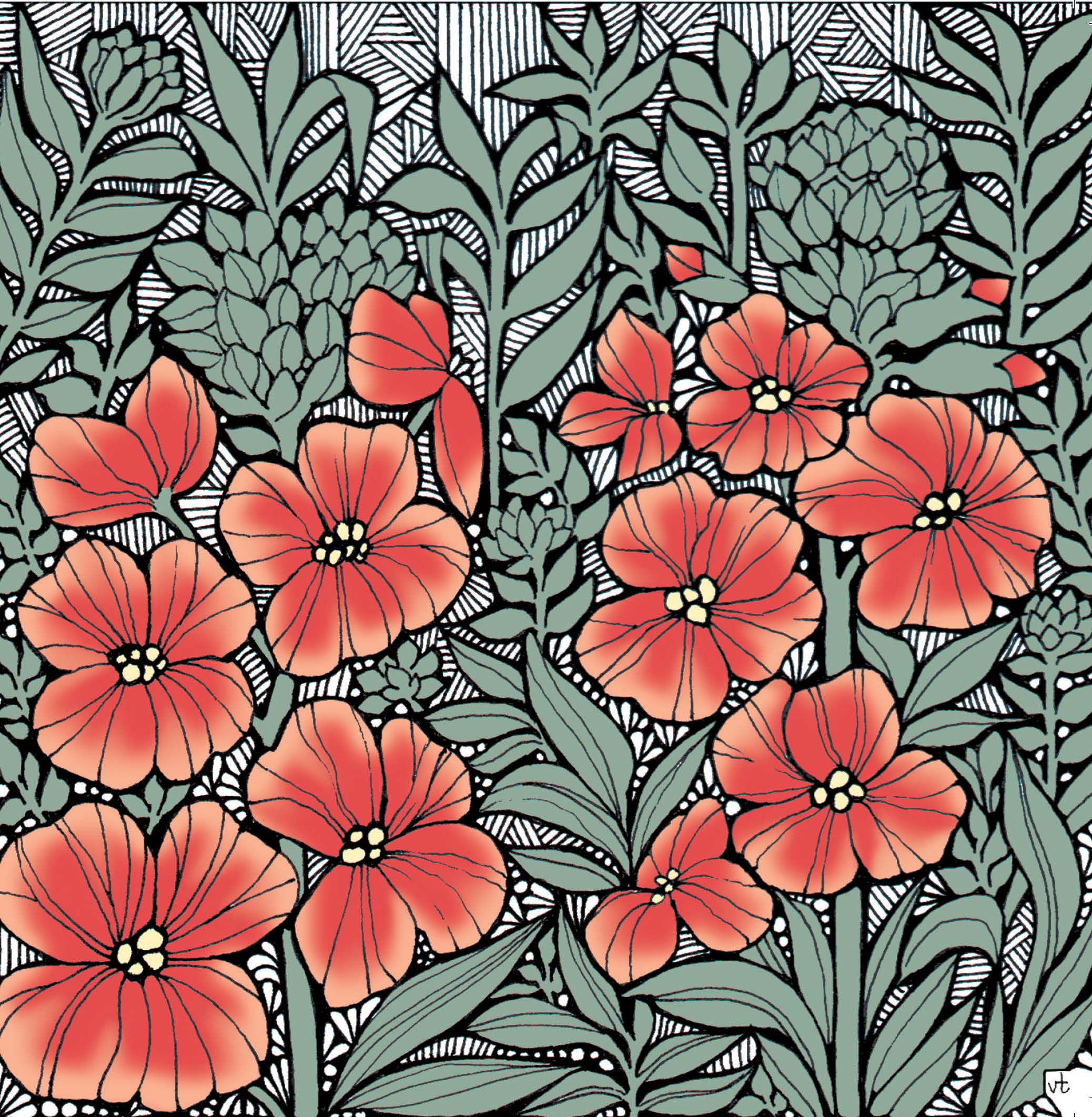 Alff a Bet Design – wholesale Everyday greeting card – Red Wallflowers0