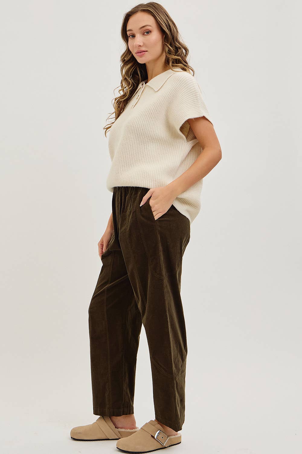 Sweet Lovely by Jen - Wholesale Pants - Women's - EASY CASUAL EVERYDAY PULL-ON RELAXED  CORDUROY PANTS 1