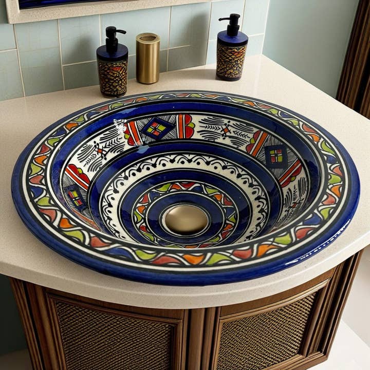 Ethnic Washbasin in Moroccan Terracotta Ceramic#12 for wholesale by Etnico del Mondo