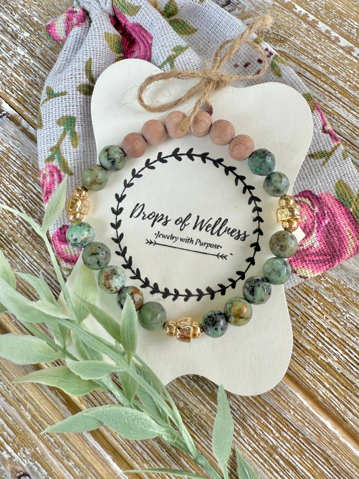 Pulsera de cuentas, pulsera apilable de otoño, difusor, El Helecho para venta al por mayor de Drops of Wellness Goods