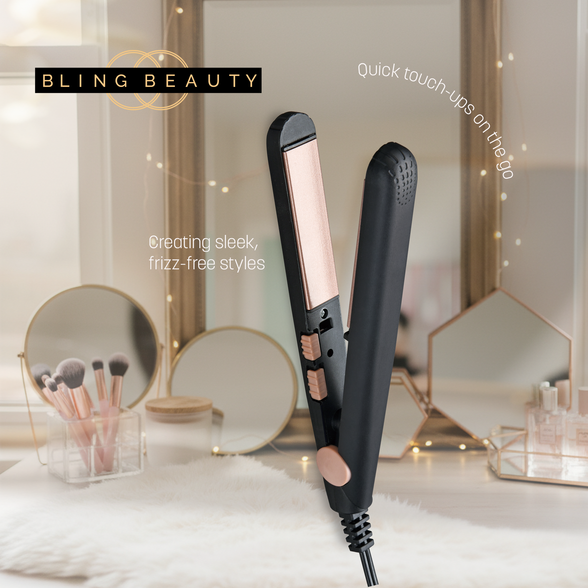 Bling Beauty - Wholesale Straightener/Flat Iron - Bling Beauty Rose Gold Ceramic Travel Hair Straightener3