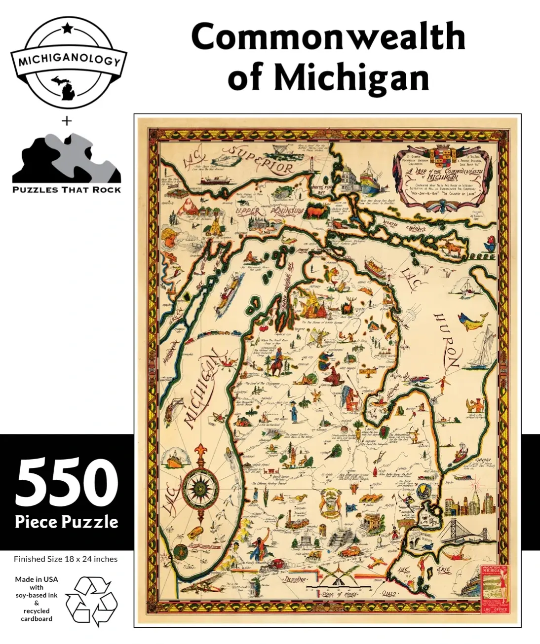 Puzzles That Rock - Wholesale Puzzle - Adult - Commonwealth of Michigan Map 550-Piece Puzzle4