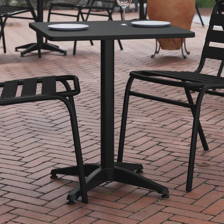 23.5SQ Black Metal Indoor-Outdoor Table w/ Base for wholesale by Flash Furniture