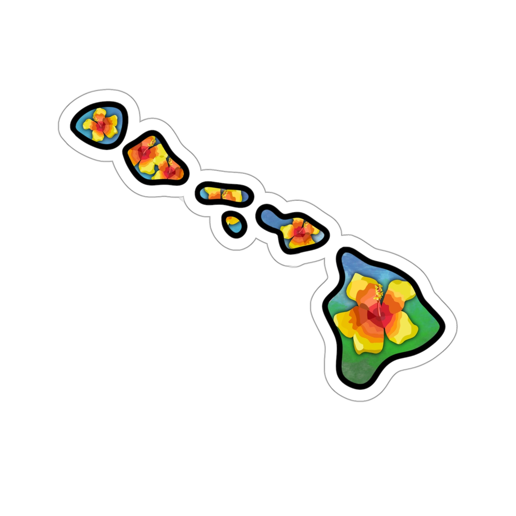 LivLearnLove – wholesale Klistermärke – Hawaii State blomsterklistermärke, gul hibiskus0