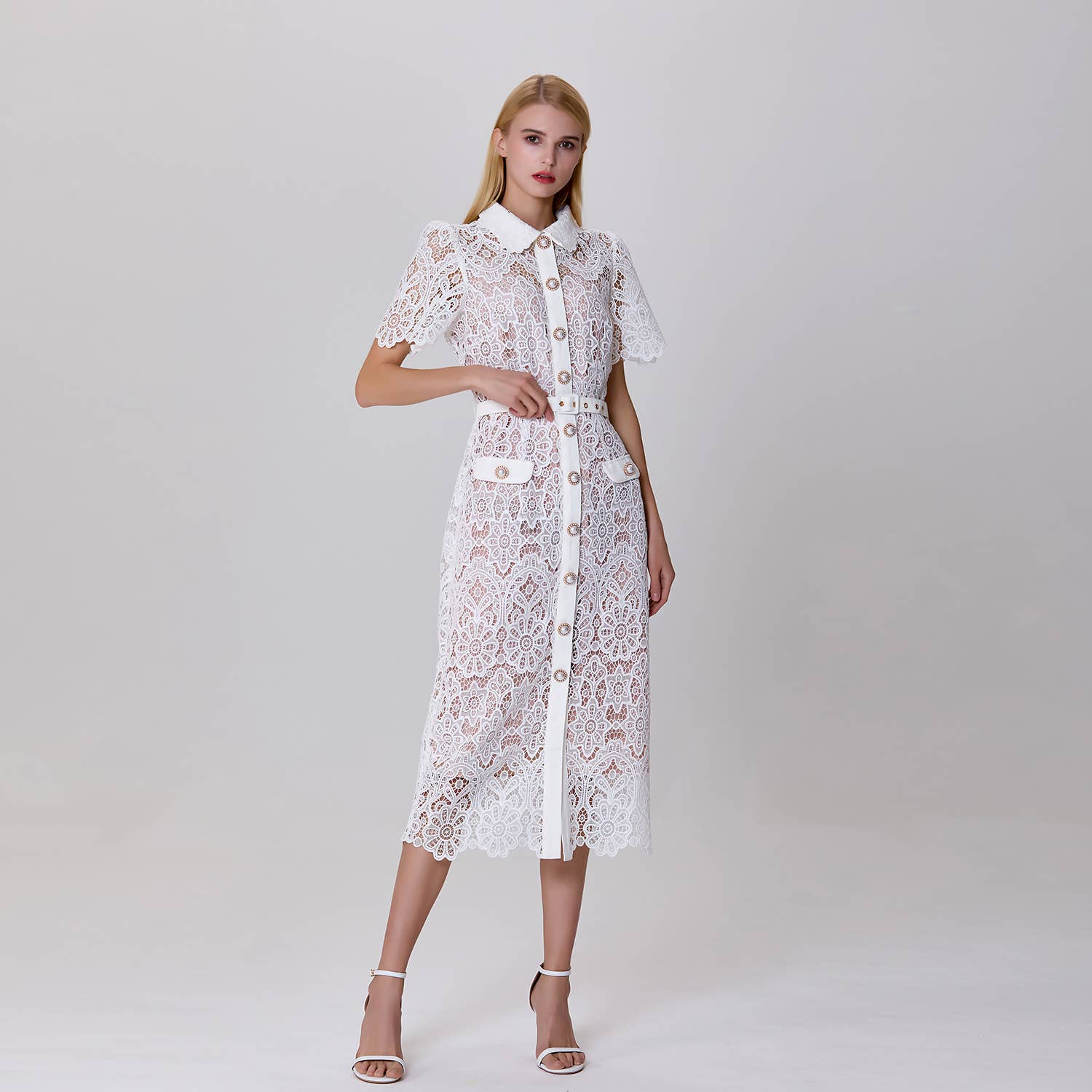 Smart and Joy - Wholesale Dress - Women's - Buttoned dress in sheer lace5