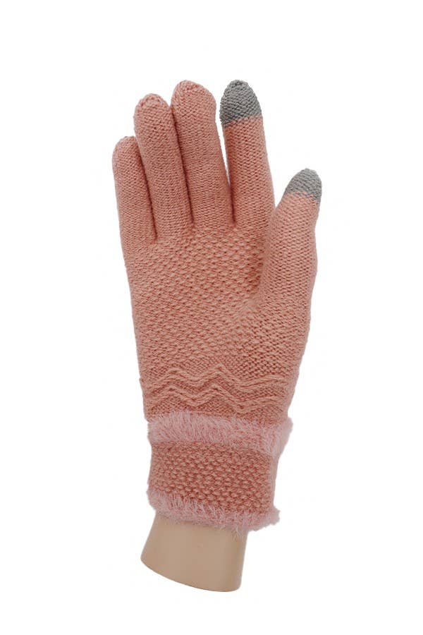 Cap Zone - Wholesale Gloves - Women's - Ribbed Knit Faux Fur Cuffed Winter Gloves5