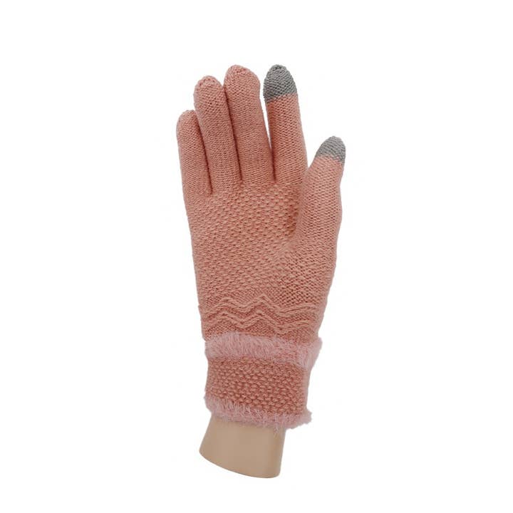 Cap Zone - Wholesale Gloves - Women's - Ribbed Knit Faux Fur Cuffed Winter Gloves5