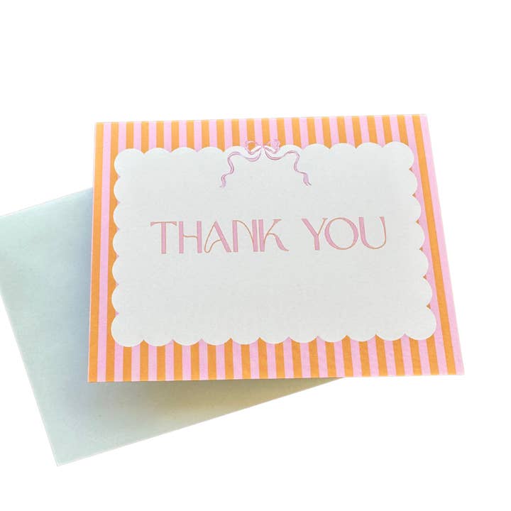 Oranje en roze strik bedankkaart voor wholesale door Naptime Maker Co.