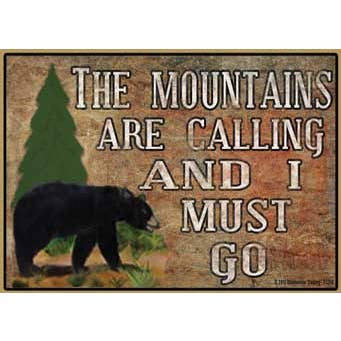 The mountains are calling - black bear wood fridge magnets for wholesale by SJT Enterprises, Inc.