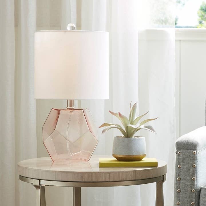 Pink Clear Glass Base Table Lamp for Living Room Bedroom for wholesale by Olliix