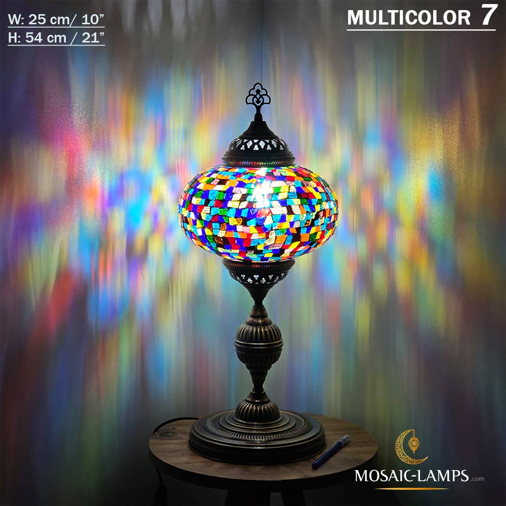 Mosaic Lamps - Wholesale Accent/Desk Lamp - 10+ Colors - Turkish Mosaic X Large Globe Table Lamp, Marrak48