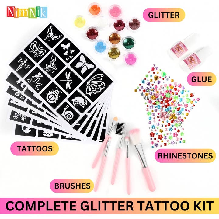 NimNik – Großhandel Temporäre Tattoos – Glitzer-Tattoos für Mädchen - Komplettes Tattoo-Herstellungsset1