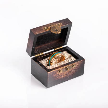 AxBands - Wholesale Trouwring - Roségouden opaal ring, houten trouwring, opaal ring 906