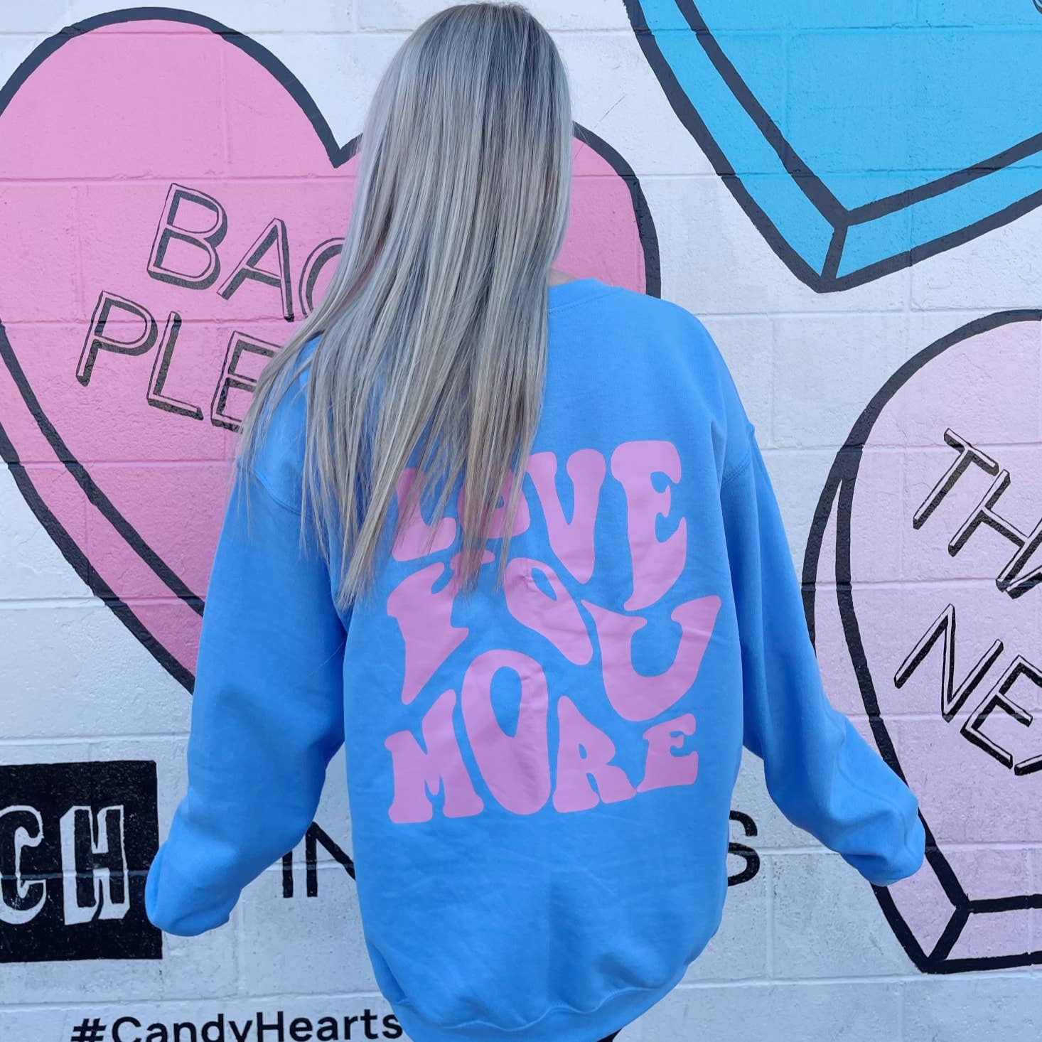 Cutting Creative Apparel - Wholesale Graphic Sweatshirt - Women's - LOVE YOU MORE OVERSIZED CREWNECK SWEATSHIRT PREPPER