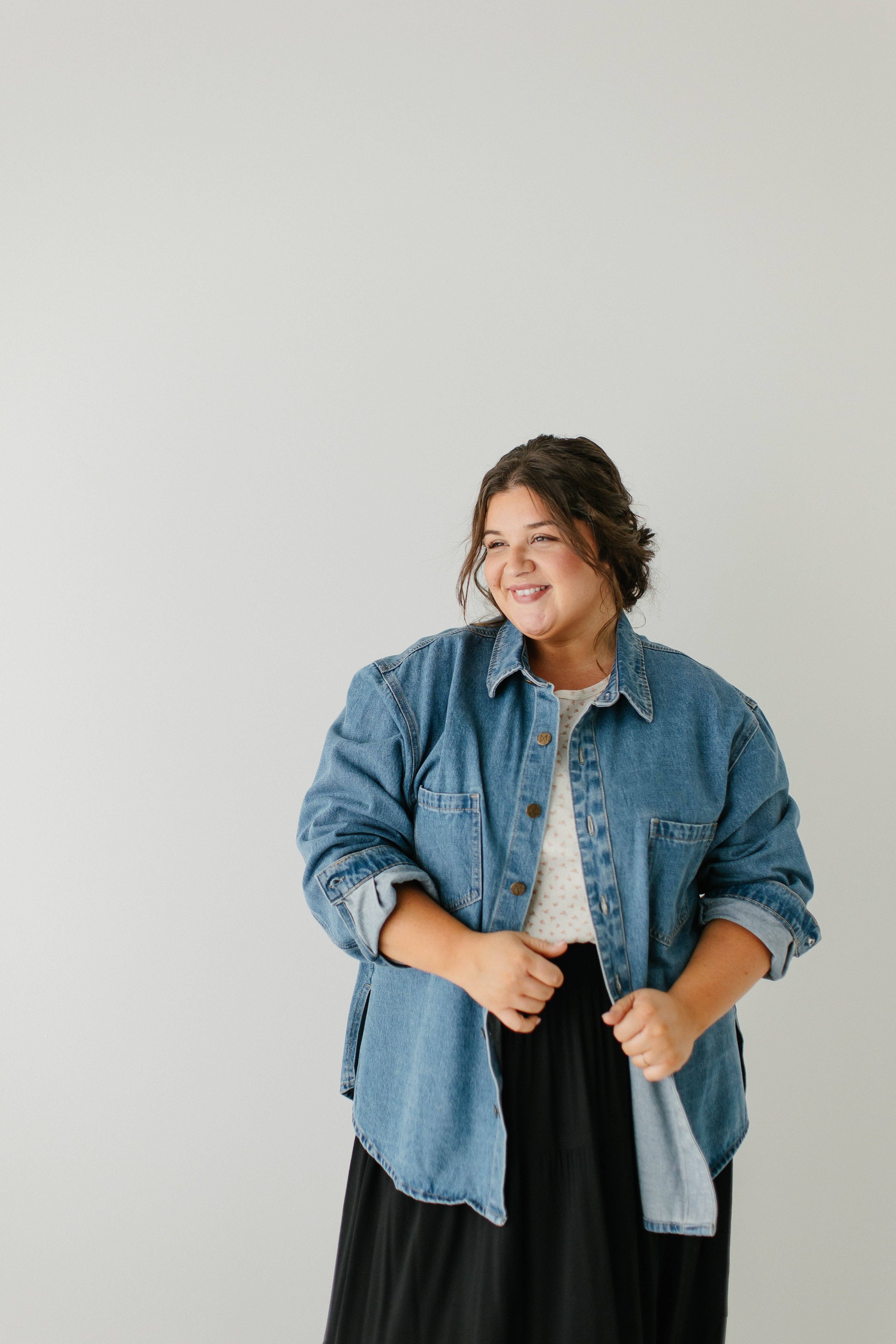 Medium Wash 'Kerry' Cotton Denim Overshirt for wholesale on Faire2