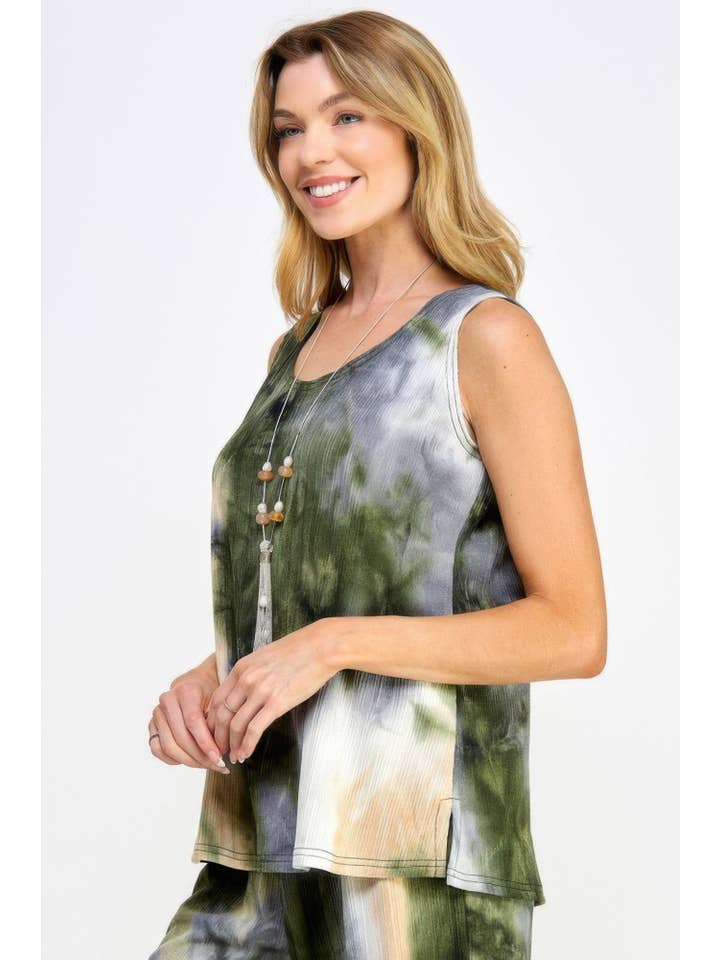 CC Wholesale Clothing - Wholesale Tank top – Women′s - Andante Tie Dye Print Sleeveless Tank Top