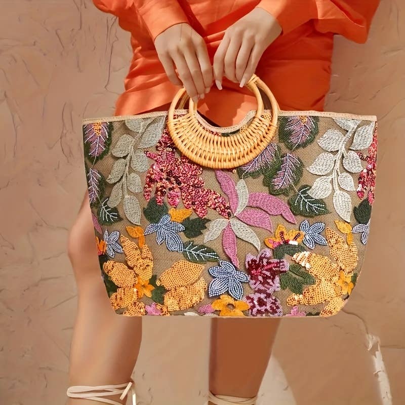 NARWEY INC – wholesale Tote bag – Women's – 1Pc High-End Glitter Straw Woven Tote Bag For Summer5