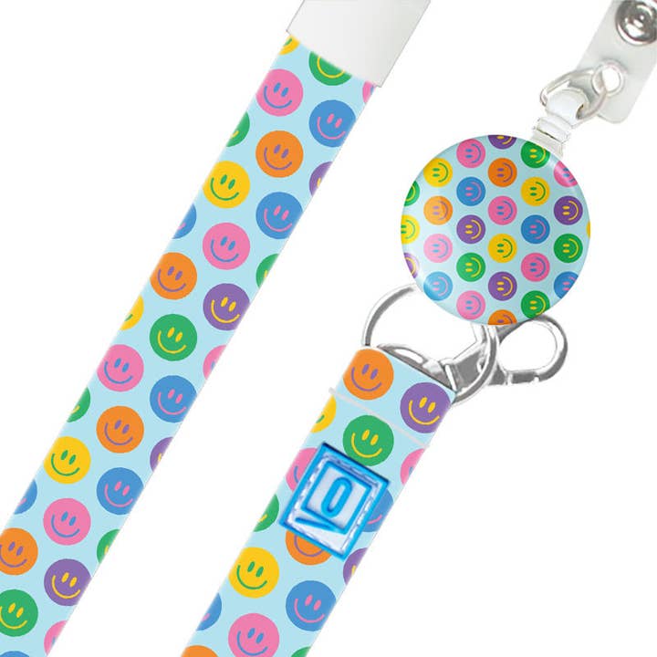 LUXE Lanyard Smiley for wholesale by OUTSIDE THE BOX, LLC