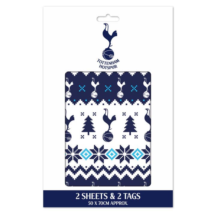 Tottenham FC Christmas Wrap 2 Sheet 2 Tag for wholesale by Danilo Promotions Ltd
