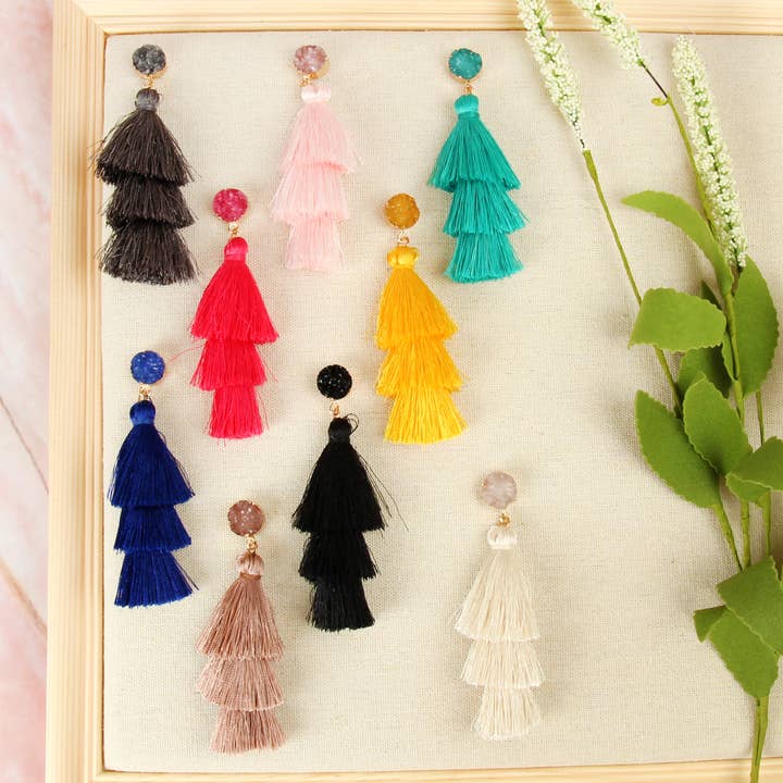 MYS Wholesale Inc - Wholesale Tassel Earrings - Druzy Post Tassel Drop Earrings3