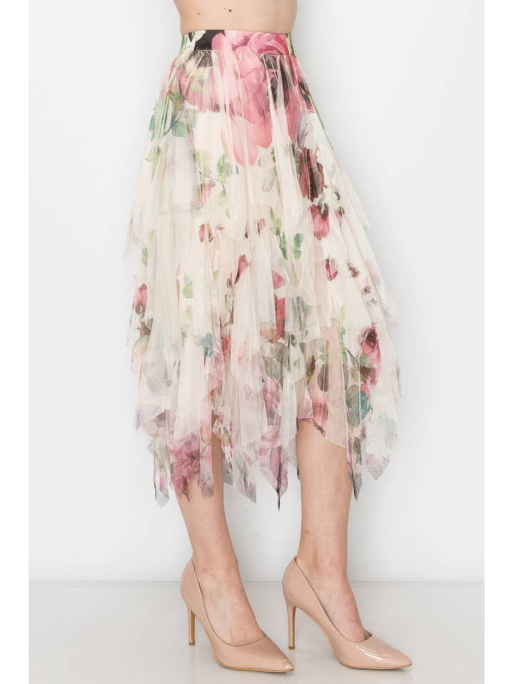 ALL MESH LAYERED SKIRT-4546 BG/BIG ROSE for wholesale on Faire