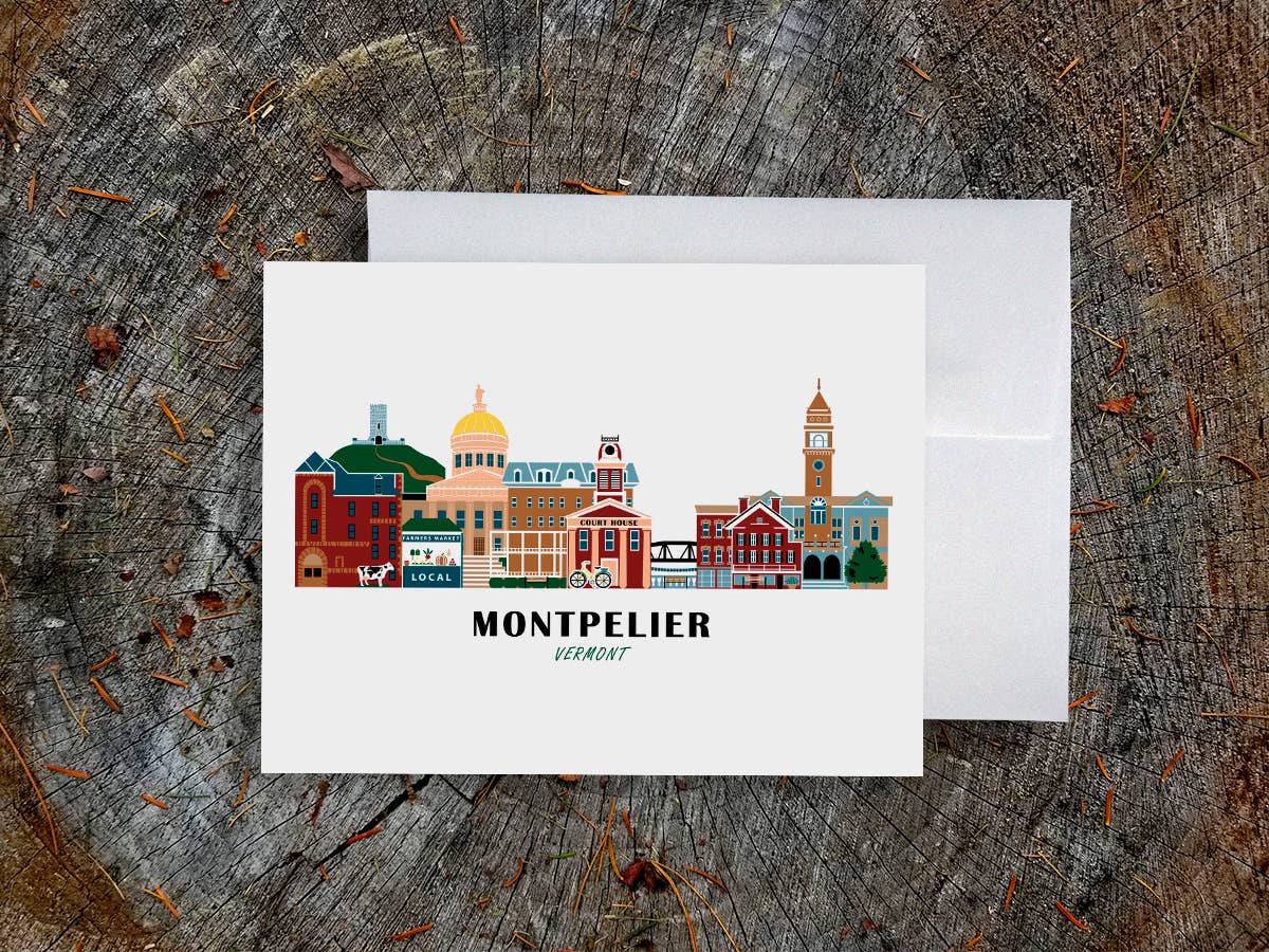 Soijen Illustrations - Wholesale Everyday Greeting Card - Montpelier Vermont Cityscape Blank Greeting Card2