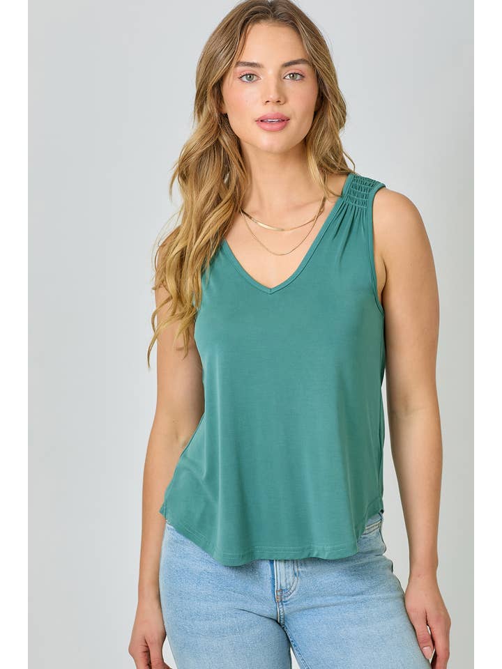 Mystree - Venta al por mayor Camiseta sin mangas - Mujer - 61036 Camiseta de Tirantes con Hombros Fruncidos de Cupro Modal22