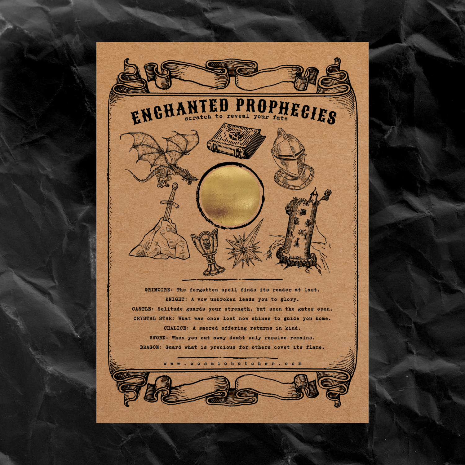 Cosmic Butcher - Wholesale Everyday Greeting Card - "ENCHANTED PROPHECIES" Scratch Off Fortune Fantasy Art Card2