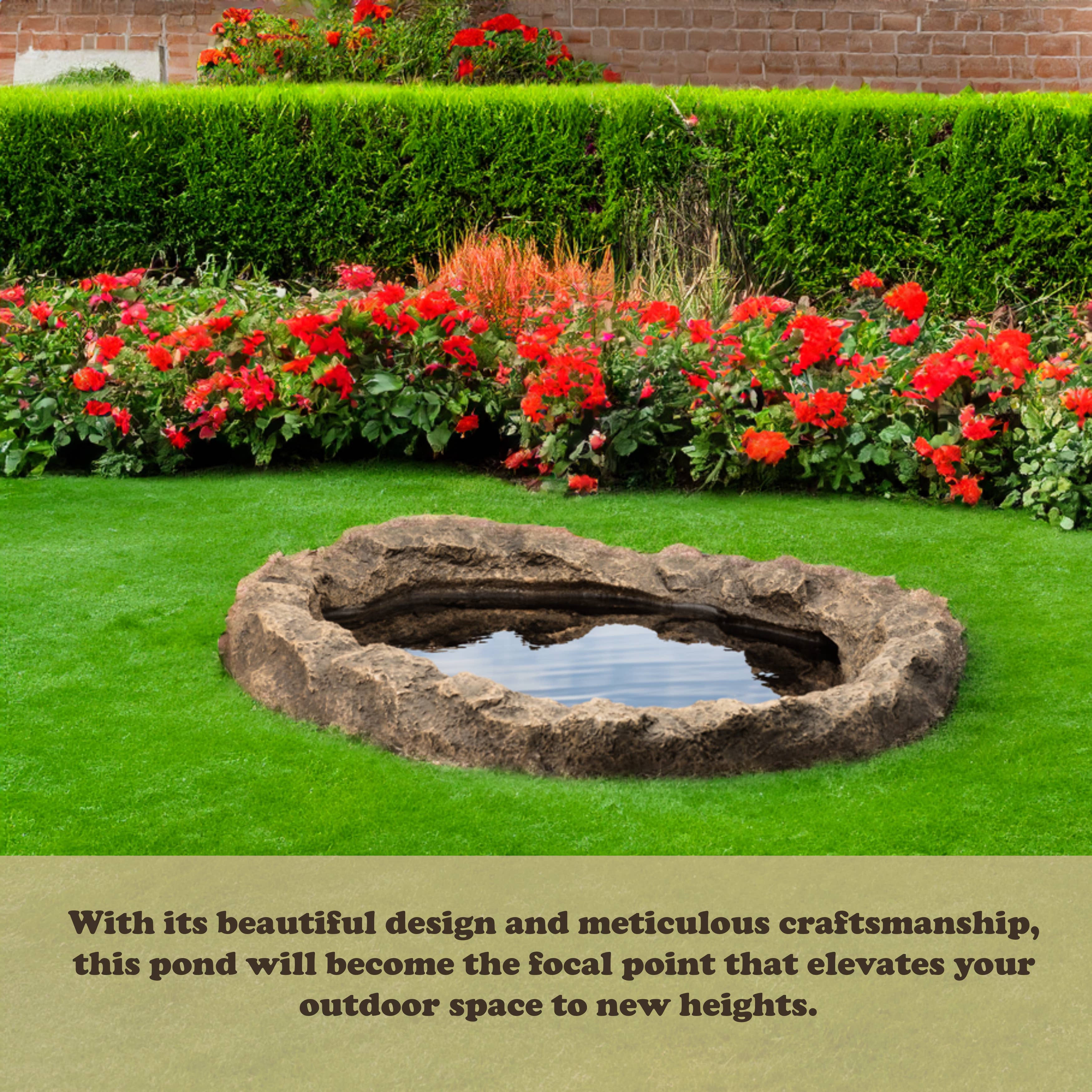 Quickway Imports - Wholesale Outdoor Ornament/Decor - Faux Rock Fiberglass Garden Decorative Water Pond, Sandstone1