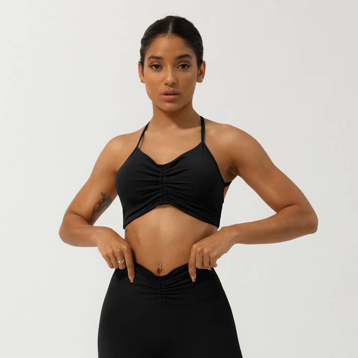 Sodalemon - Wholesale Sports Bra - Women's - Women's Pleated Cross Back Beauty Back Sport Bra