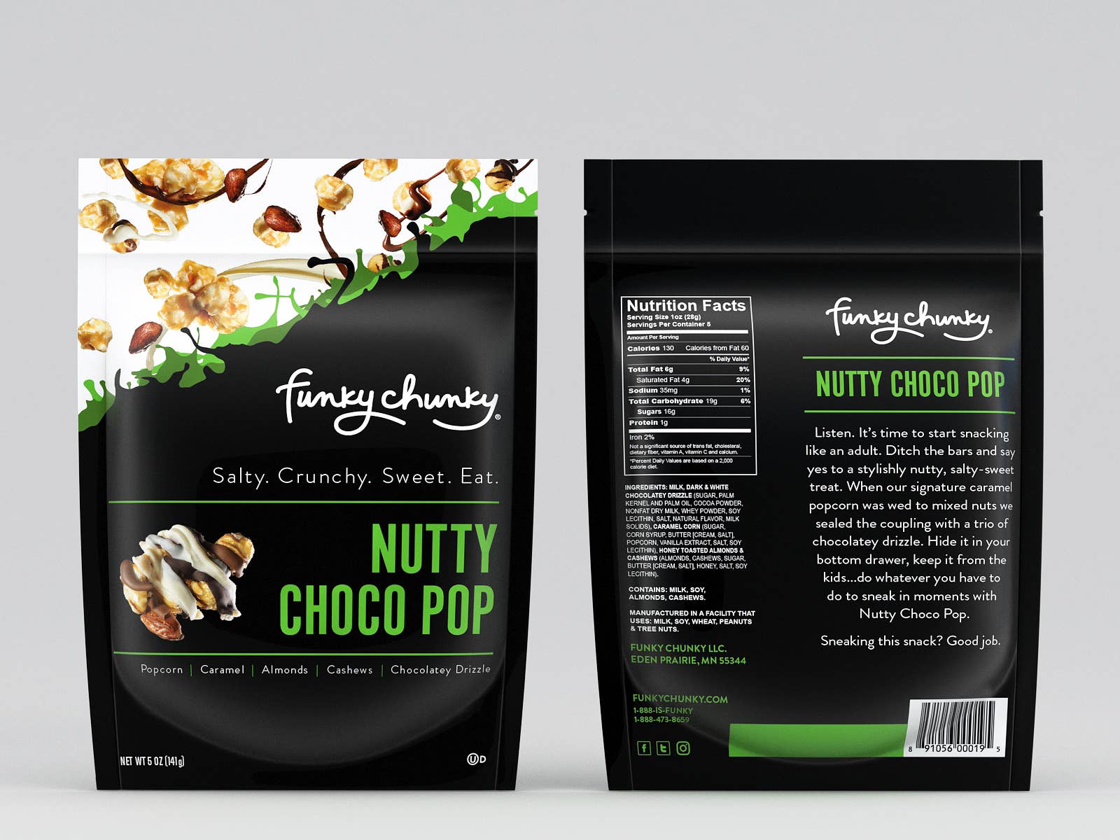 Funky Chunky - Wholesale Popcorn - Nutty Choco Pop | Caramel Corn Chocolate Popcorn |  5-ounce Bags3