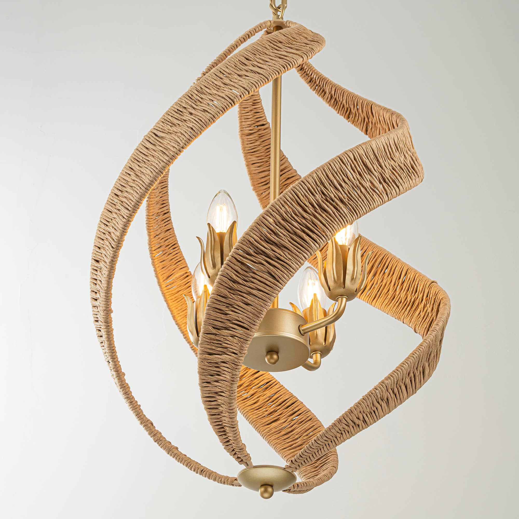 ELE Light & Decor - Wholesale Chandelier/Hanging Light - Elin 4-Light Contemporary Rattan Chandelier6