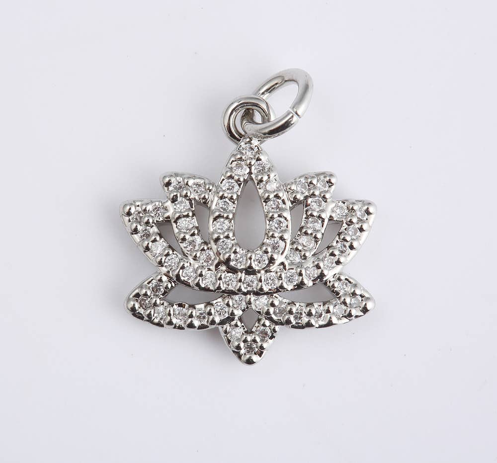 Beads Creation - Wholesale Individual Charm/Pendant - 18K Gold Filled Lotus Charm Pendant, CP05111