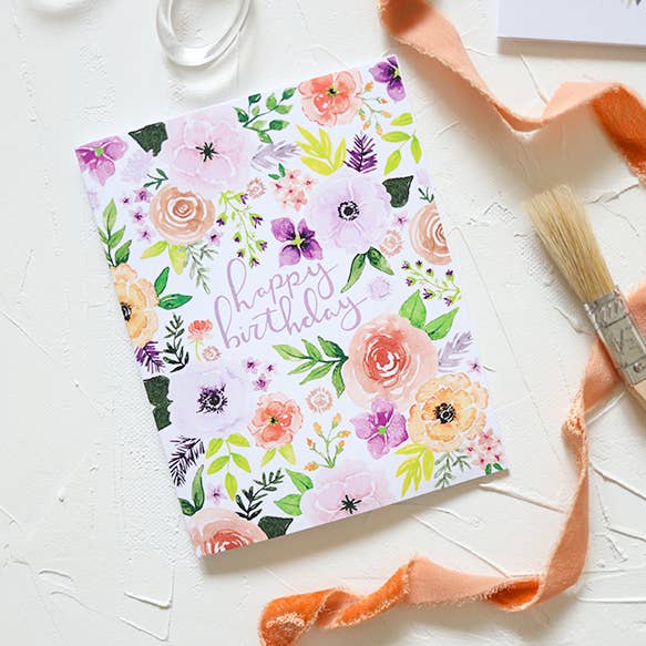 Stephanie Tara Stationery - Wholesale Birthday Card - Happy Birthday Vintage Floral Greeting Card