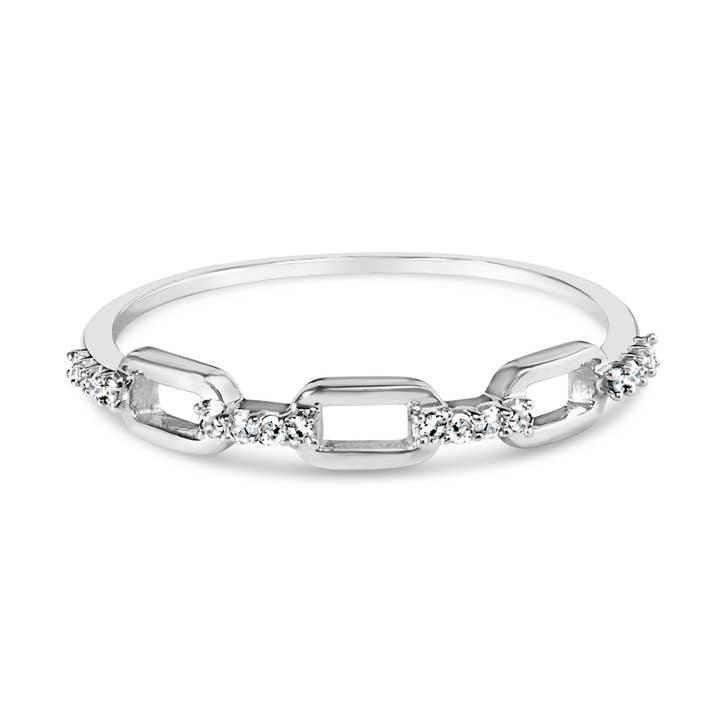 Bague en argent sterling 925 ornée de diamants en forme de trombone pour la vente par Infinite Jewels