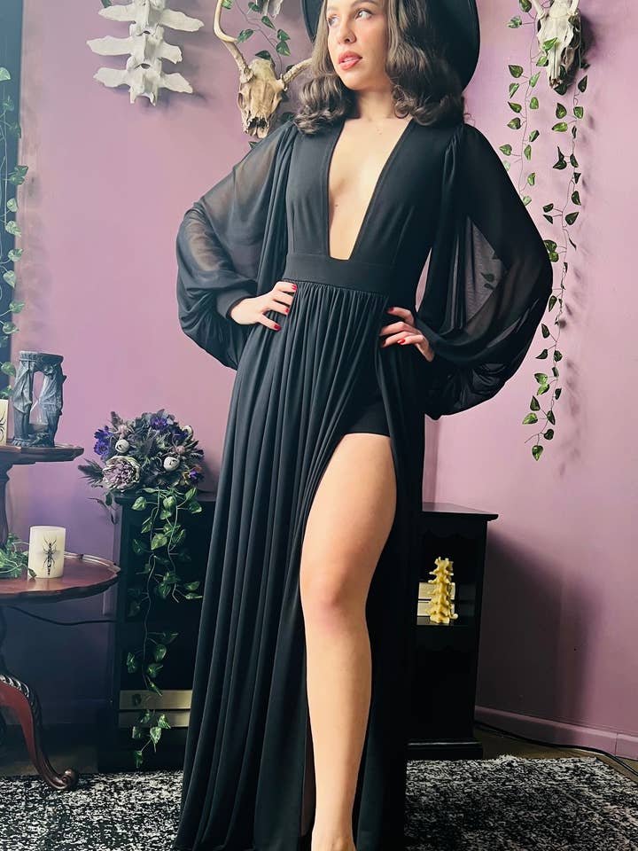 Witchwood Bags - Wholesale Dress - Women's - Minerva - Dramatic Mesh Maxi Dress with Built In Shorts RTS3